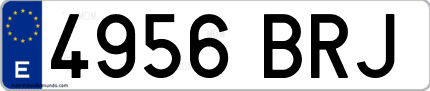 Ejemplo de matrícula de coche ordinaria 4956 BRJ