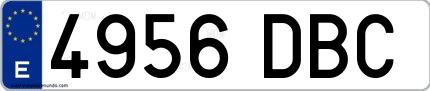 Ejemplo de matrícula española 4956 DBC