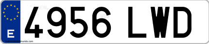 Ejemplo de matrícula de coche ordinaria 4956 LWD