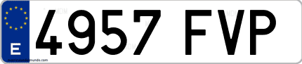 Ejemplo de matrícula de coche ordinaria 4957 FVP