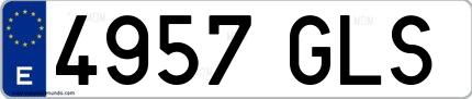 Ejemplo de matrícula española 4957 GLS