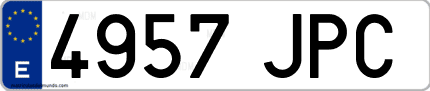 Ejemplo de matrícula de coche ordinaria 4957 JPC