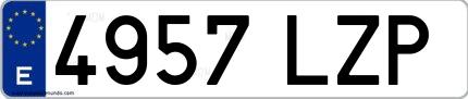 Ejemplo de matrícula española 4957 LZP