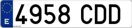 Ejemplo de matrícula española 4958 CDD