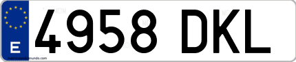 Ejemplo de matrícula de coche ordinaria 4958 DKL