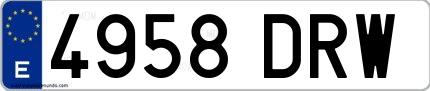 Ejemplo de matrícula española 4958 DRW