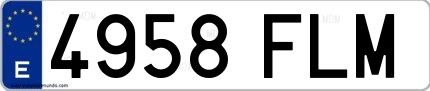 Ejemplo de matrícula española 4958 FLM
