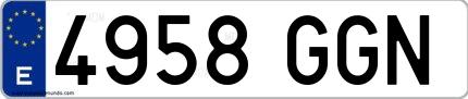 Ejemplo de matrícula española 4958 GGN