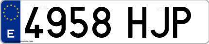 Ejemplo de matrícula de coche ordinaria 4958 HJP