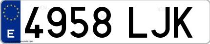 Ejemplo de matrícula de coche ordinaria 4958 LJK