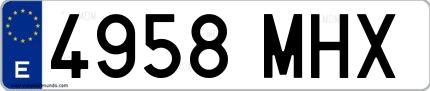 Ejemplo de matrícula española 4958 MHX