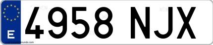 Ejemplo de matrícula española 4958 NJX