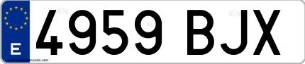Ejemplo de matrícula española 4959 BJX