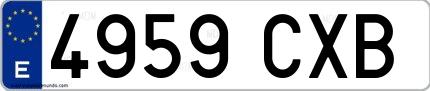 Ejemplo de matrícula española 4959 CXB