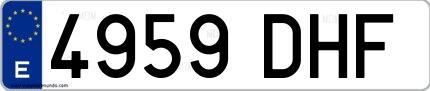 Ejemplo de matrícula española 4959 DHF
