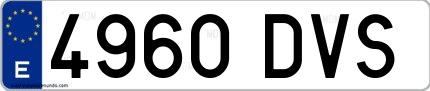 Ejemplo de matrícula española 4960 DVS