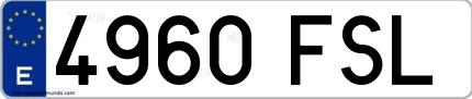 Ejemplo de matrícula española 4960 FSL