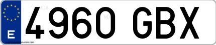 Ejemplo de matrícula española 4960 GBX