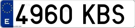 Ejemplo de matrícula española 4960 KBS