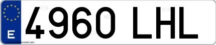 Ejemplo de matrícula española 4960 LHL