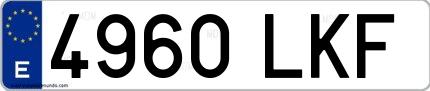 Ejemplo de matrícula española 4960 LKF