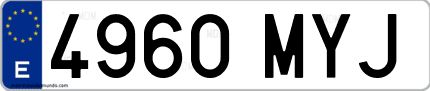 Ejemplo de matrícula de coche ordinaria 4960 MYJ