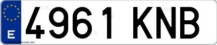 Ejemplo de matrícula española 4961 KNB