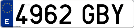 Ejemplo de matrícula de coche ordinaria 4962 GBY