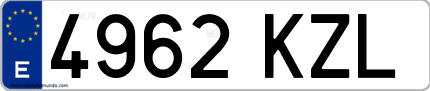 Ejemplo de matrícula de coche ordinaria 4962 KZL