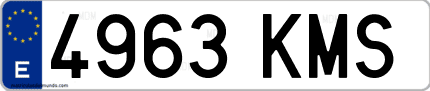 Ejemplo de matrícula de coche ordinaria 4963 KMS