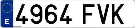 Ejemplo de matrícula de coche ordinaria 4964 FVK