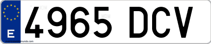 Ejemplo de matrícula de coche ordinaria 4965 DCV