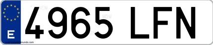 Ejemplo de matrícula española 4965 LFN