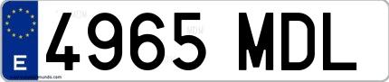 Ejemplo de matrícula de coche ordinaria 4965 MDL