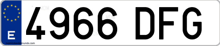 Ejemplo de matrícula de coche ordinaria 4966 DFG