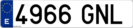 Ejemplo de matrícula de coche ordinaria 4966 GNL