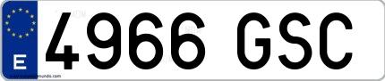 Ejemplo de matrícula española 4966 GSC