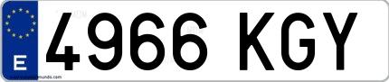 Ejemplo de matrícula española 4966 KGY
