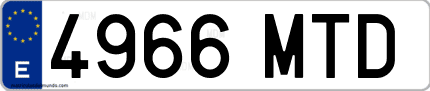 Ejemplo de matrícula de coche ordinaria 4966 MTD