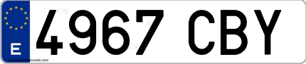 Ejemplo de matrícula de coche ordinaria 4967 CBY