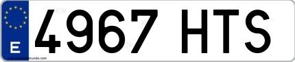 Ejemplo de matrícula española 4967 HTS