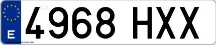 Ejemplo de matrícula española 4968 HXX