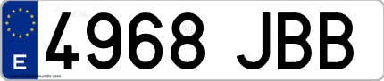 Ejemplo de matrícula de coche ordinaria 4968 JBB