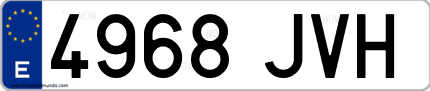 Ejemplo de matrícula de coche ordinaria 4968 JVH