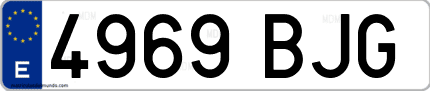 Ejemplo de matrícula de coche ordinaria 4969 BJG