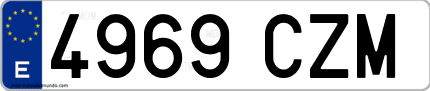 Ejemplo de matrícula de coche ordinaria 4969 CZM