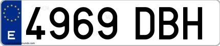 Ejemplo de matrícula española 4969 DBH