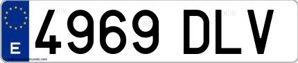 Ejemplo de matrícula española 4969 DLV