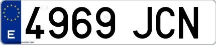 Ejemplo de matrícula española 4969 JCN