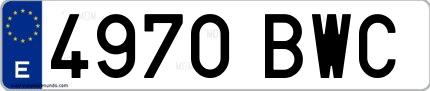 Ejemplo de matrícula española 4970 BWC